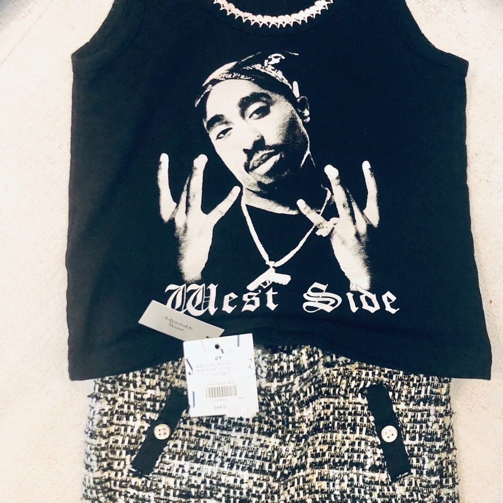 Jaine N Jack Tweed Shorts with Custom Tupac T